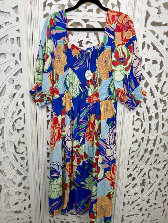 ODDY Dresses & Skirts - Oddy Vibrant Floral Smocked Multicolored Midi Dress NWT